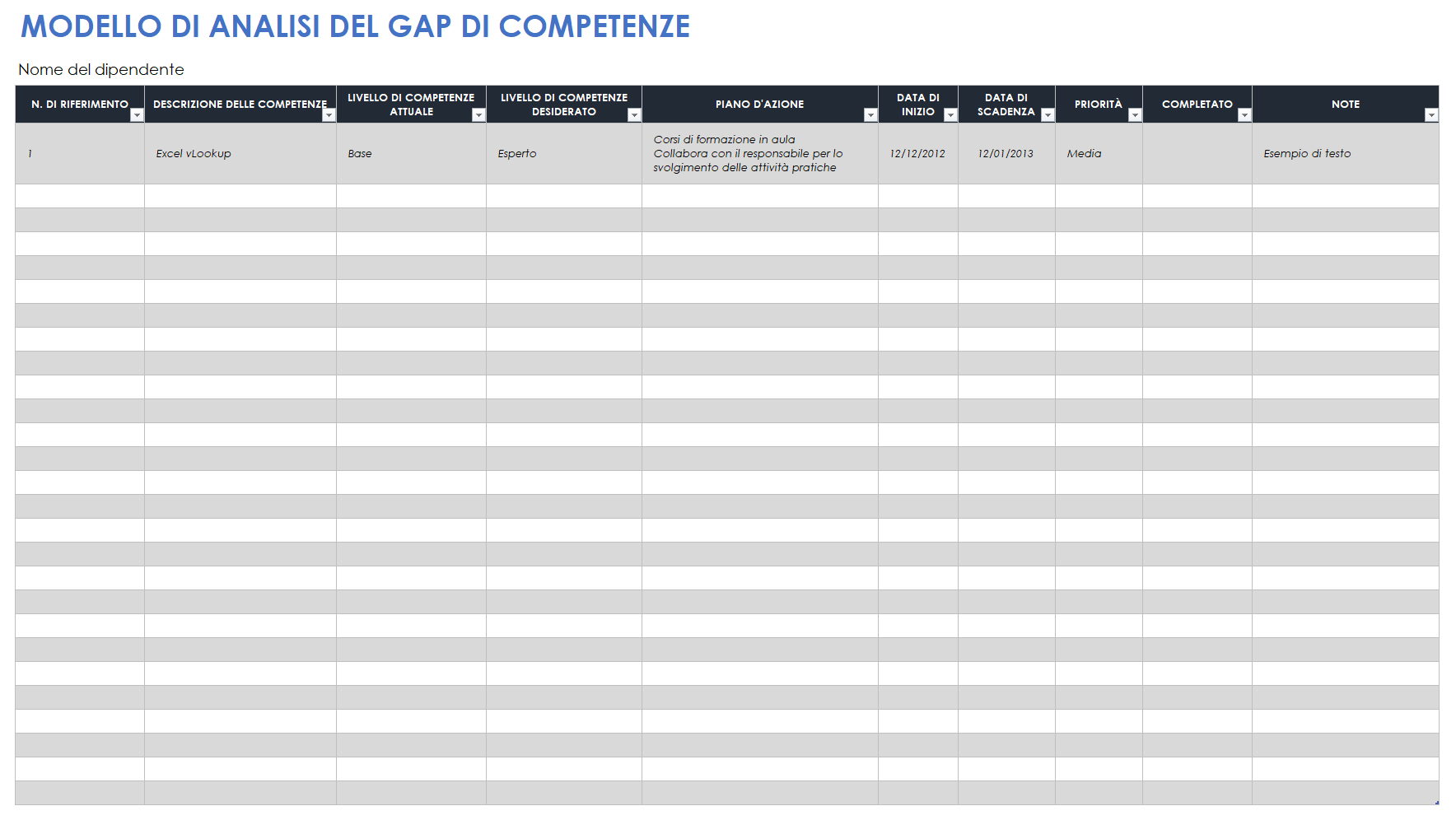 Modello di analisi delle lacune delle competenze