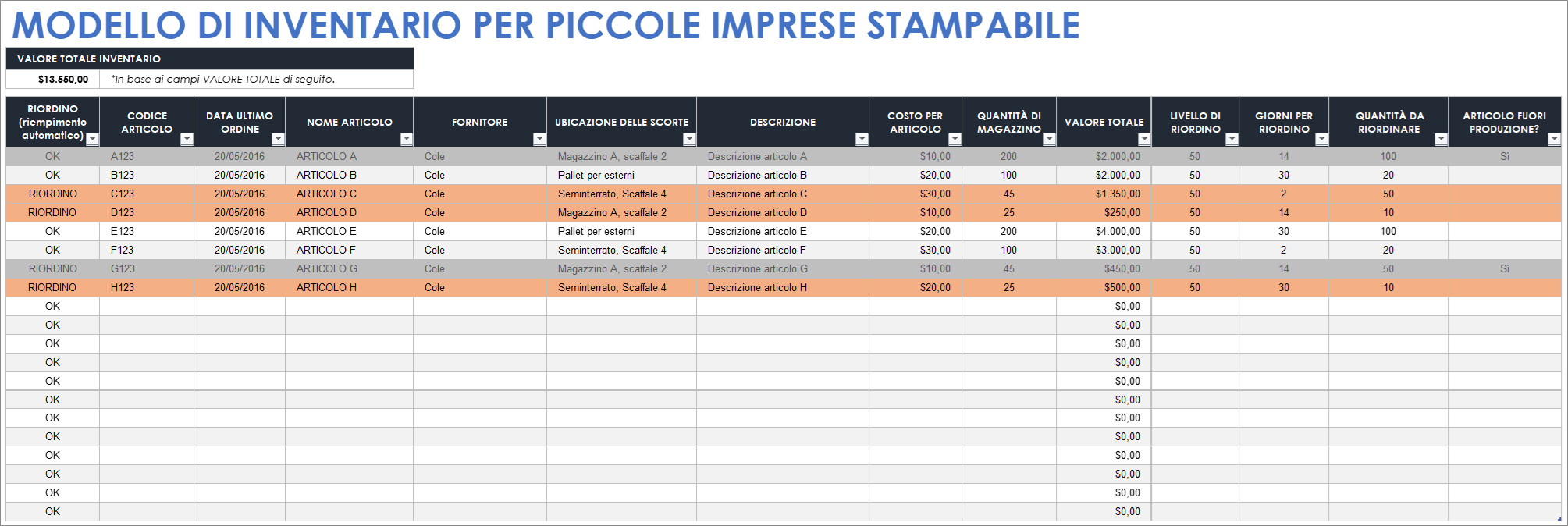  Modello stampabile per inventario per piccole imprese