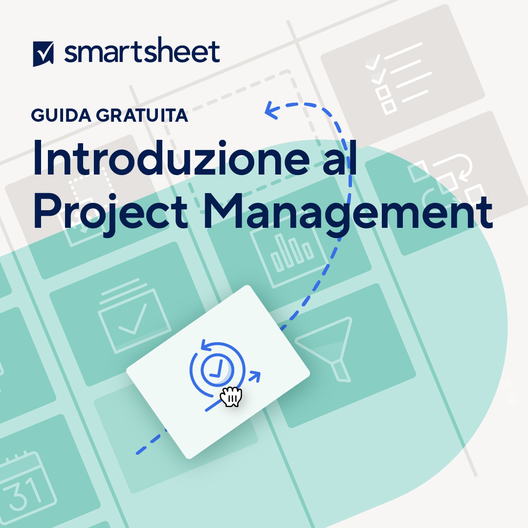 Un'illustrazione con il logo Smartsheet e le parole Guida 101 alla gestione dei progetti