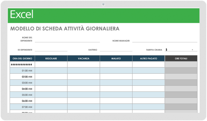 Modello di scheda attività giornaliera più grande raccolta di cartellini