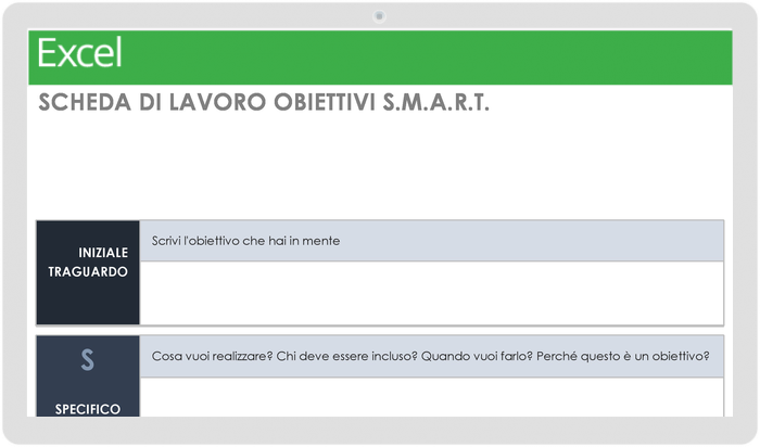 Modello di foglio di lavoro Modello di foglio di lavoro per obiettivi intelligenti obiettivi intelligenti