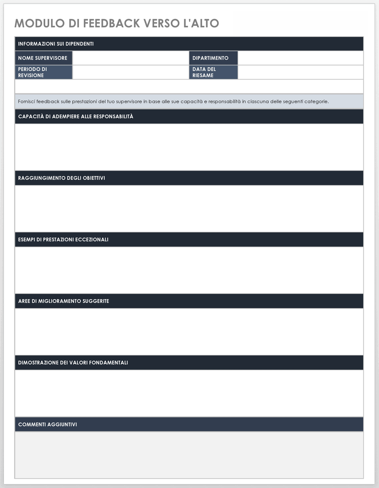 Upward Feedback Form Template - Italian 