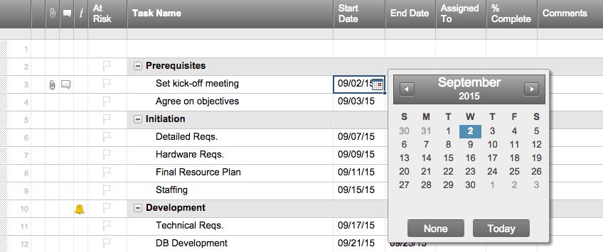 Aggiungi le date al modello di sequenza temporale Excel 